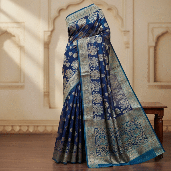 Royal Navy Handwoven Jamdani Saree